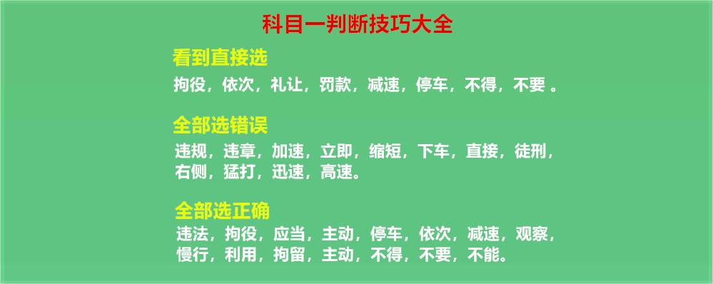 科目一包过口诀